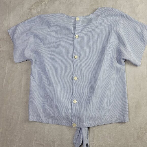 Madewell Blue & White Button-Back Women's Striped Tie Tee | Size M - Picture 9 of 9